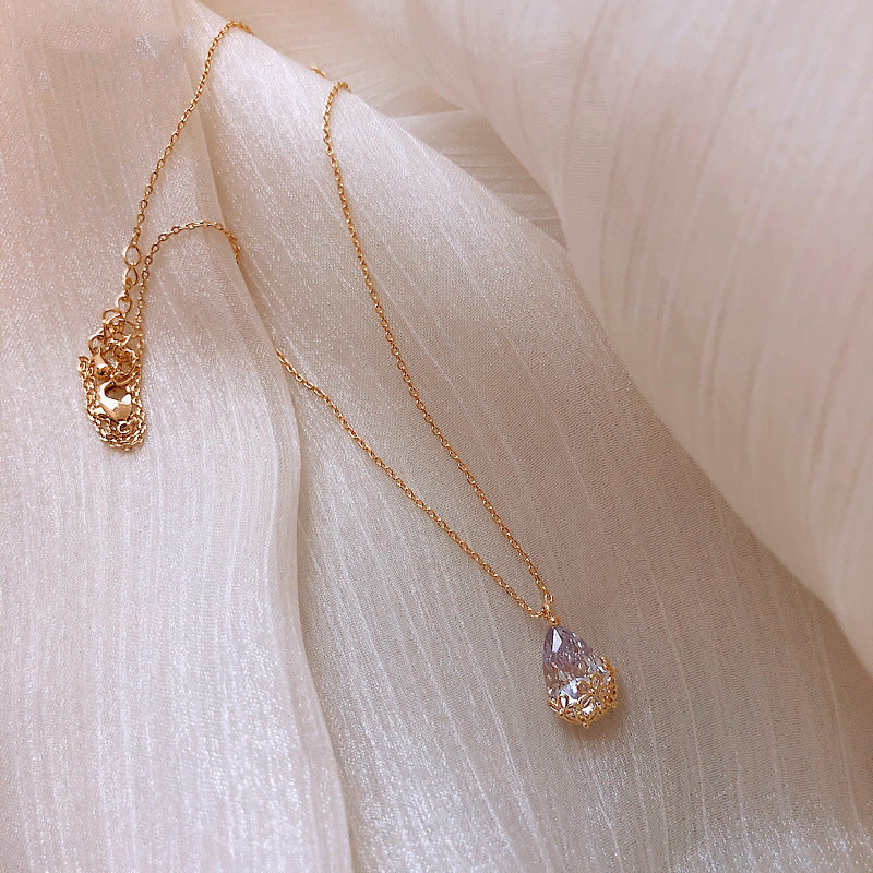 Pure Drop – Crystal Water-Drop Pendant Necklace