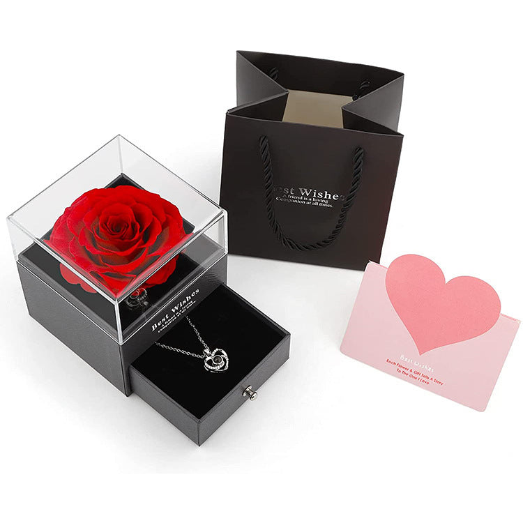 Forever in Bloom – Preserved Flower Rose Jewelry Box Acrylic Gift Box