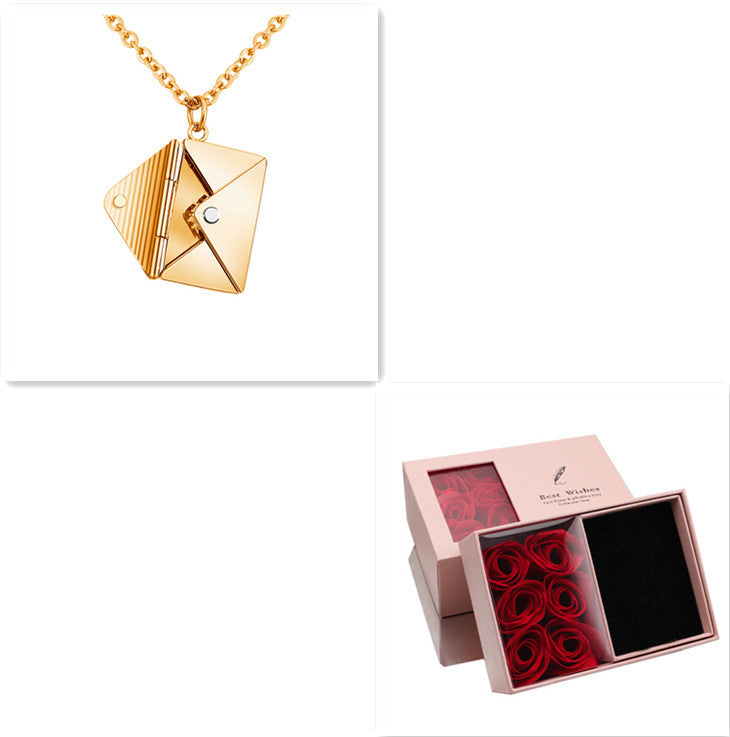 Wrapped in Words - Envelop Necklace Women Lover Letter Pendant