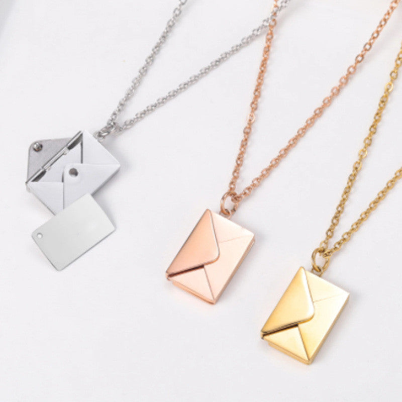Wrapped in Words - Envelop Necklace Women Lover Letter Pendant