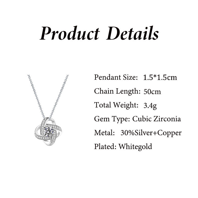Lucky To Have You – White Gold Plated Heart & Four-Leaf Clover Necklace