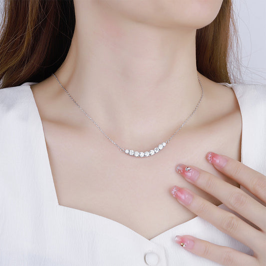 Starlight Whisper – S925 Silver-Plated Platinum Moissanite Pendant – Elegant Drill Display Design