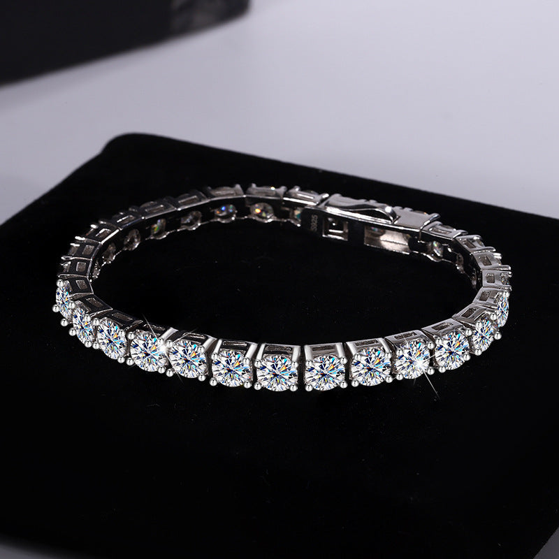 Grace in Every Spark – S925 Sterling Silver Moissanite Tennis Bracelet – Timeless Sparkle & Luxury