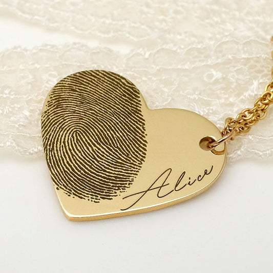Your Touch, My Heart – Personalized Fingerprint Heart Necklace