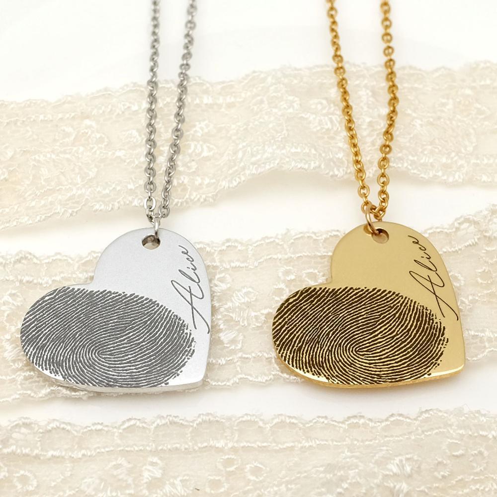 Your Touch, My Heart – Personalized Fingerprint Heart Necklace