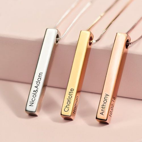 Your Name, Your Story – Personalized 925 Silver Bar Pendant