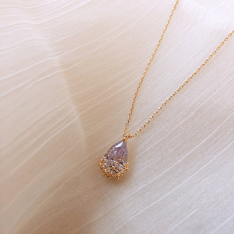 Pure Drop – Crystal Water-Drop Pendant Necklace