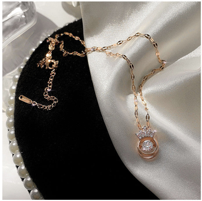 Fairy Queen – Full Diamond Crown Necklace Female Fairy Light Luxury Niche Design Sense