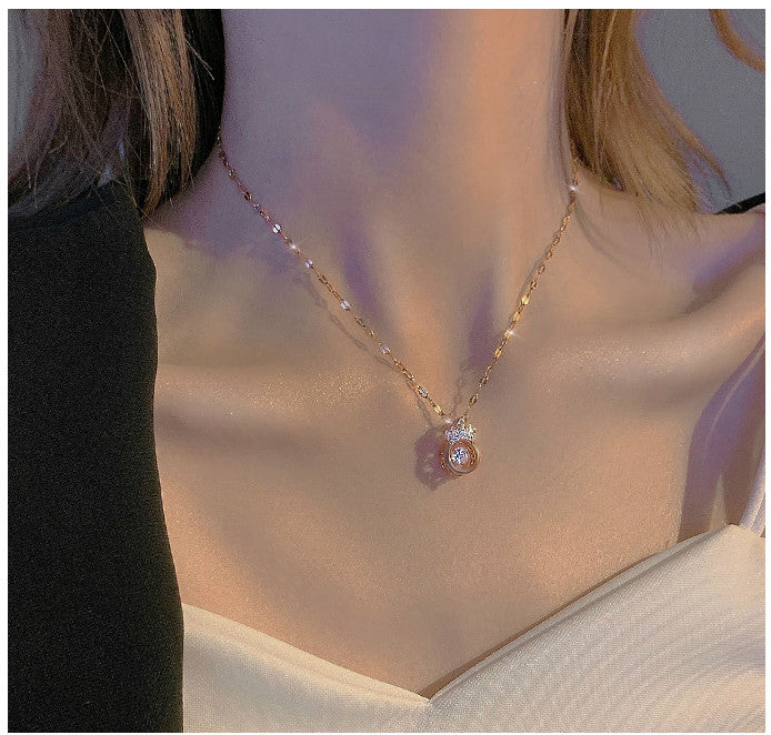 Fairy Queen – Full Diamond Crown Necklace Female Fairy Light Luxury Niche Design Sense