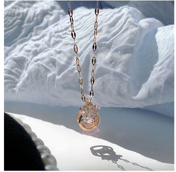 Fairy Queen – Full Diamond Crown Necklace Female Fairy Light Luxury Niche Design Sense