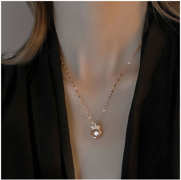 Fairy Queen – Full Diamond Crown Necklace Female Fairy Light Luxury Niche Design Sense