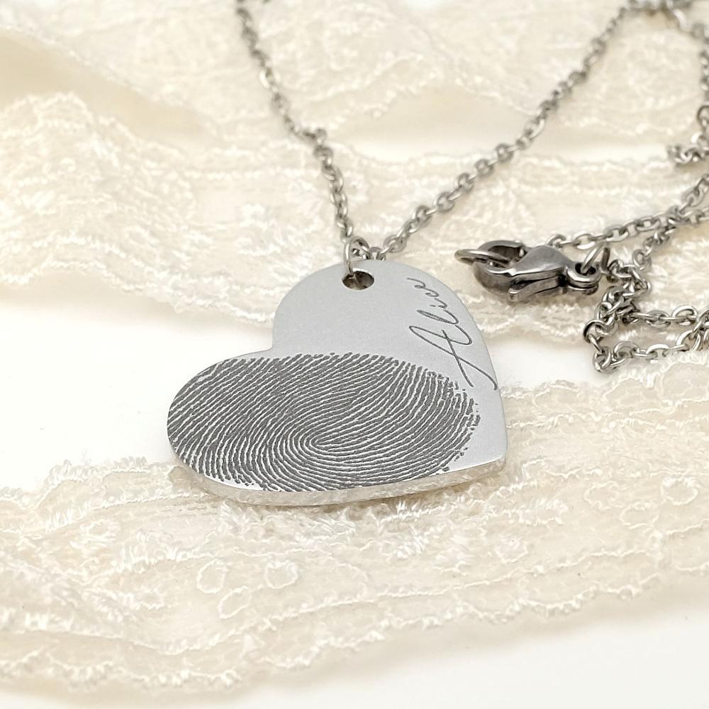 Your Touch, My Heart – Personalized Fingerprint Heart Necklace