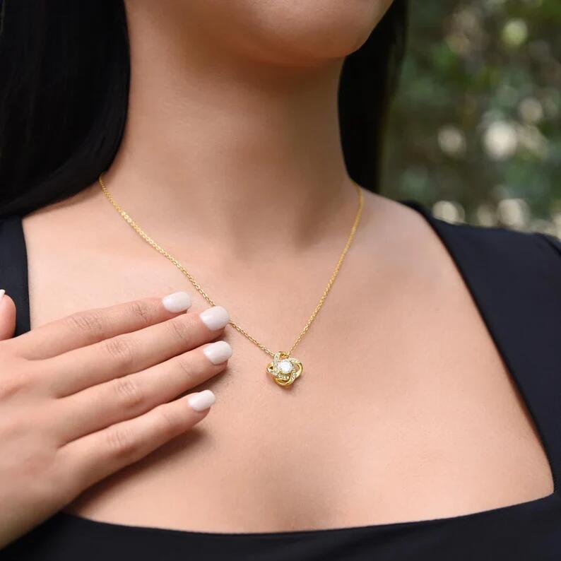 Luck & Love Worn Close – Four-Leaf Clover Heart Necklace