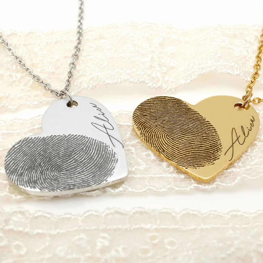 Your Touch, My Heart – Personalized Fingerprint Heart Necklace