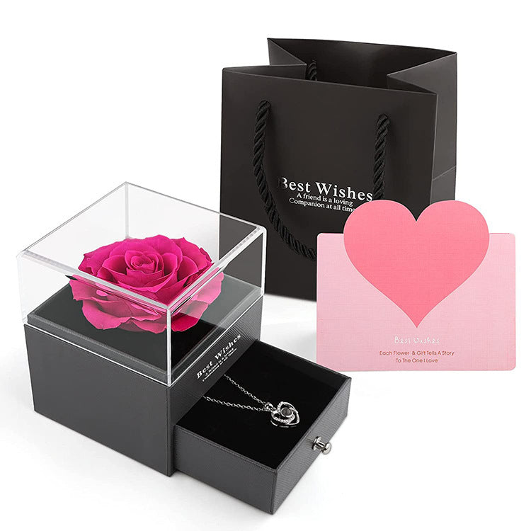 Forever in Bloom – Preserved Flower Rose Jewelry Box Acrylic Gift Box