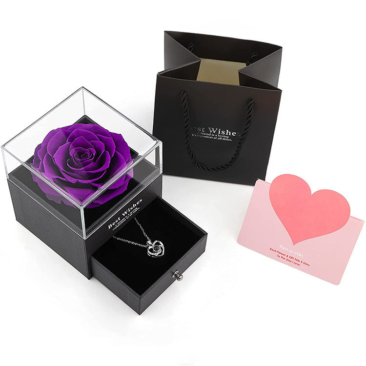 Forever in Bloom – Preserved Flower Rose Jewelry Box Acrylic Gift Box