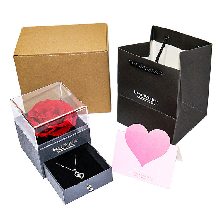 Forever in Bloom – Preserved Flower Rose Jewelry Box Acrylic Gift Box