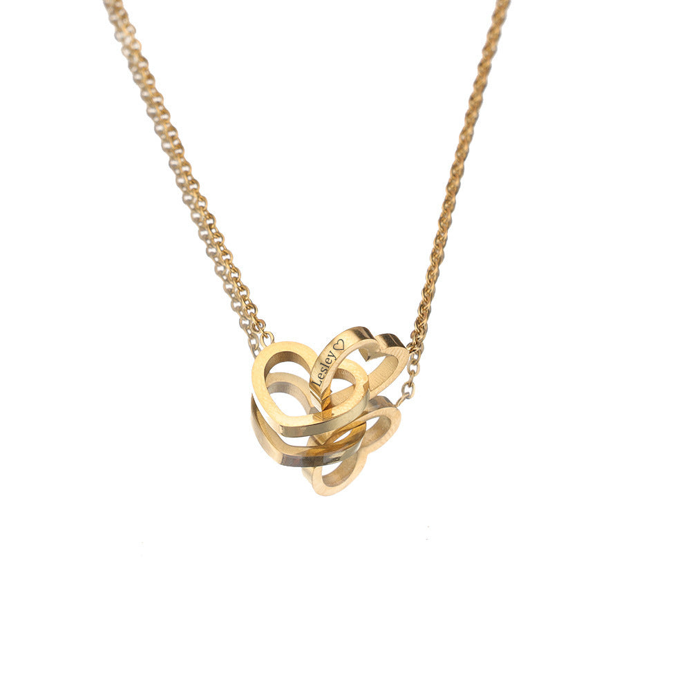 You & Me - Custom Name Necklace Personalized Double Heart Forever Personalized Name Necklace With 2 Names For Women