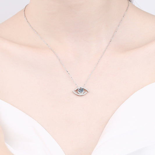 S925 Sterling Silver Evil Eye Moissanite Necklace – Protection Meets Elegance
