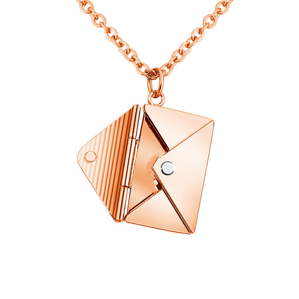 Wrapped in Words - Envelop Necklace Women Lover Letter Pendant