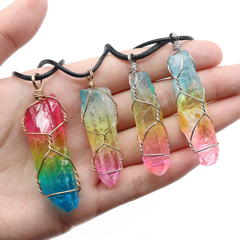 Living Roots - Stone Crystal Pillar Tree Of Life Pendant Ins Fashion Necklace