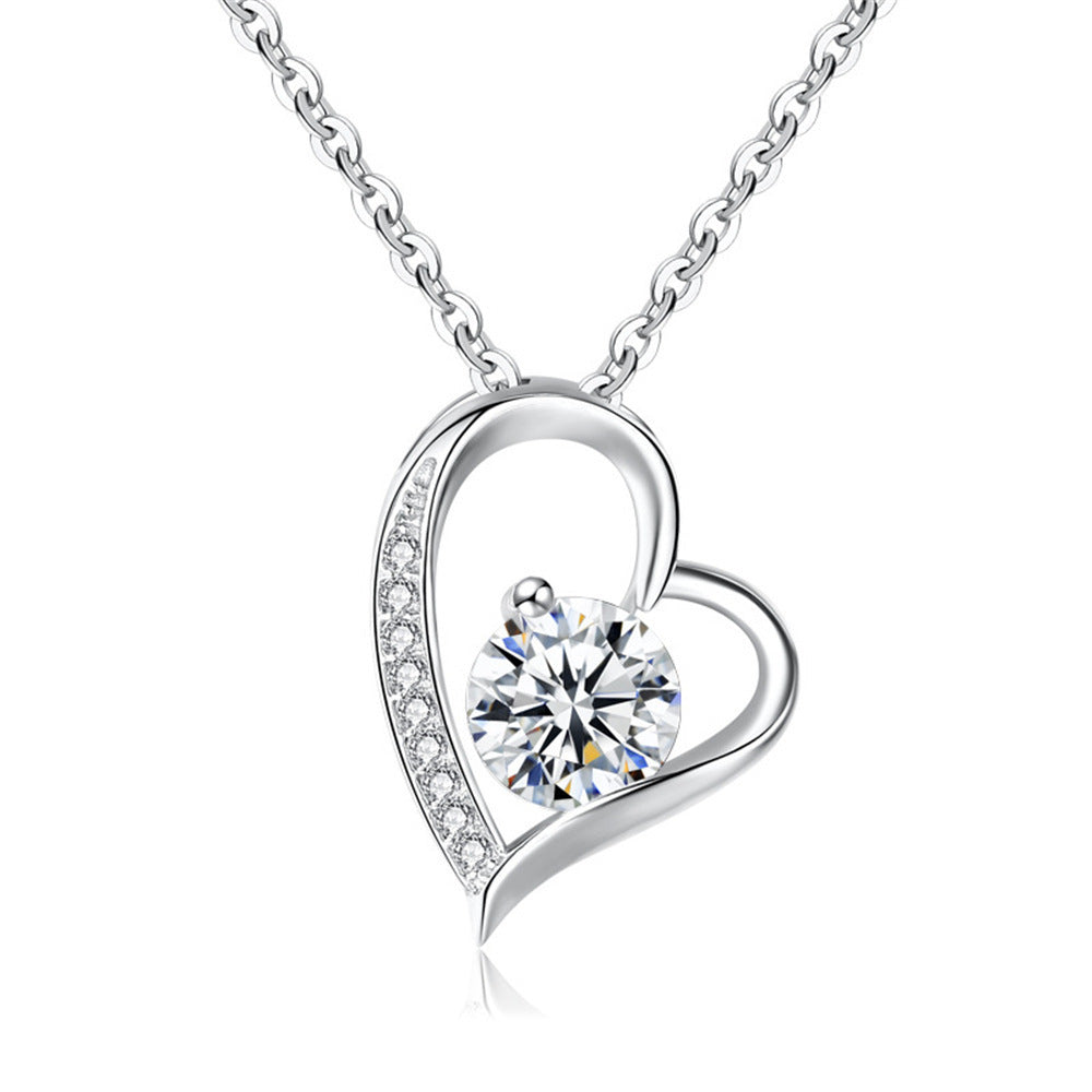 Promise in Silver – S925 Sterling Silver Heart-Shaped Pendant Necklace for Her