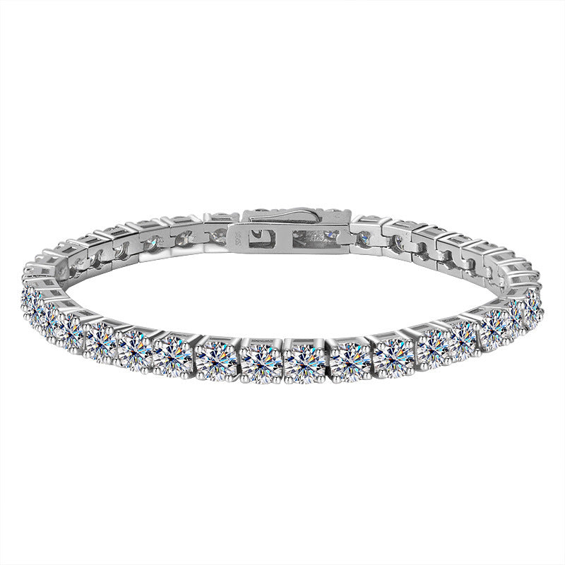 Grace in Every Spark – S925 Sterling Silver Moissanite Tennis Bracelet – Timeless Sparkle & Luxury