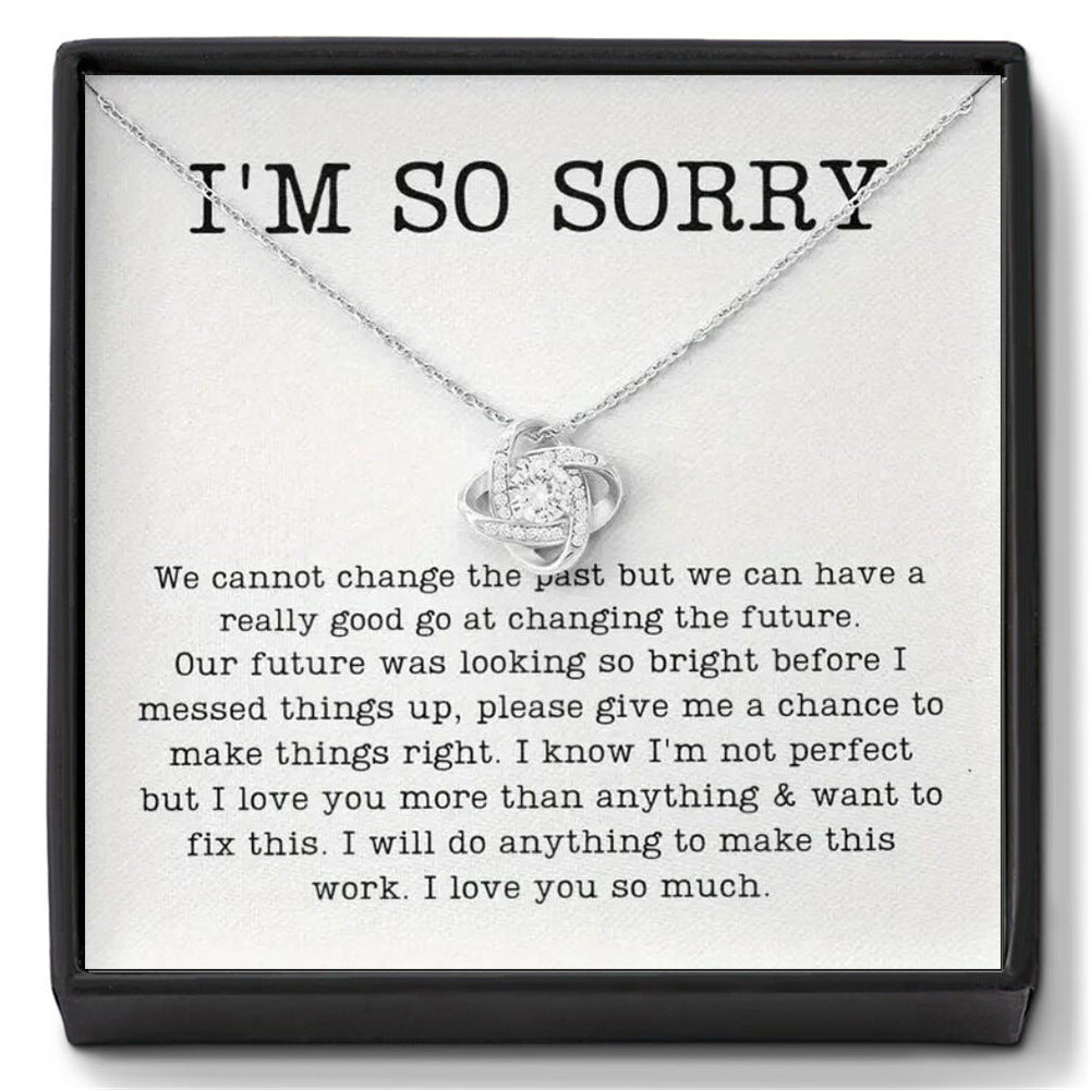 Lucky To Have You – White Gold Plated Heart & Four-Leaf Clover Necklace