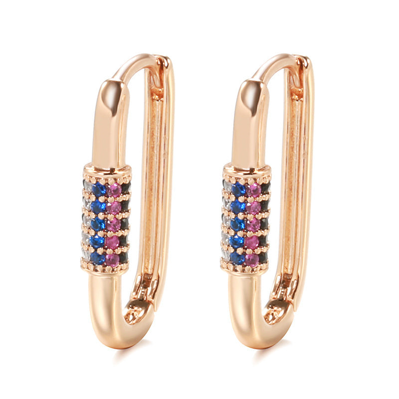 Colorful Zircon Fashion Rose Gold Earrings