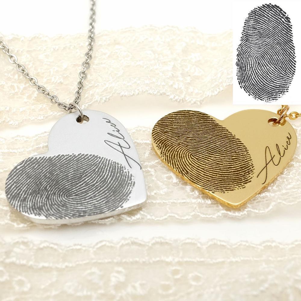Your Touch, My Heart – Personalized Fingerprint Heart Necklace