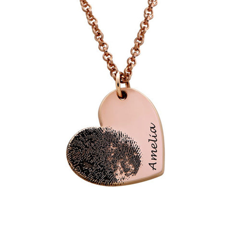 Your Touch, My Heart – Personalized Fingerprint Heart Necklace