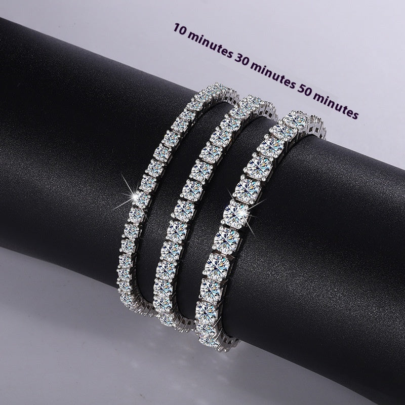 Grace in Every Spark – S925 Sterling Silver Moissanite Tennis Bracelet – Timeless Sparkle & Luxury
