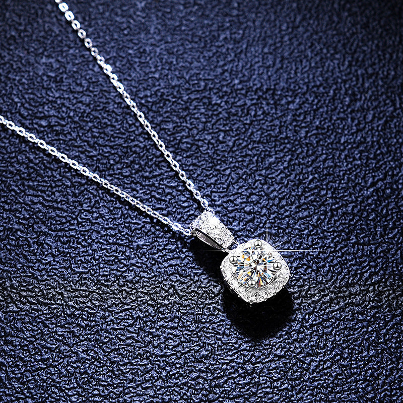 925 Sterling Silver 1 Carat Moissanite Pendant Necklace – Timeless Sparkle