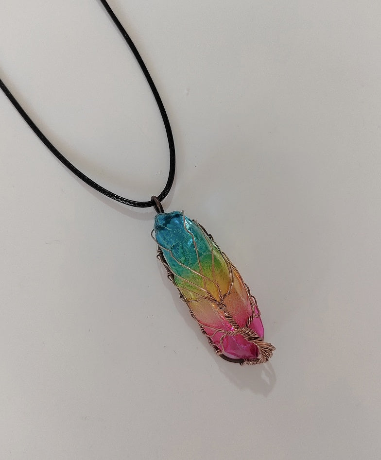 Living Roots - Stone Crystal Pillar Tree Of Life Pendant Ins Fashion Necklace