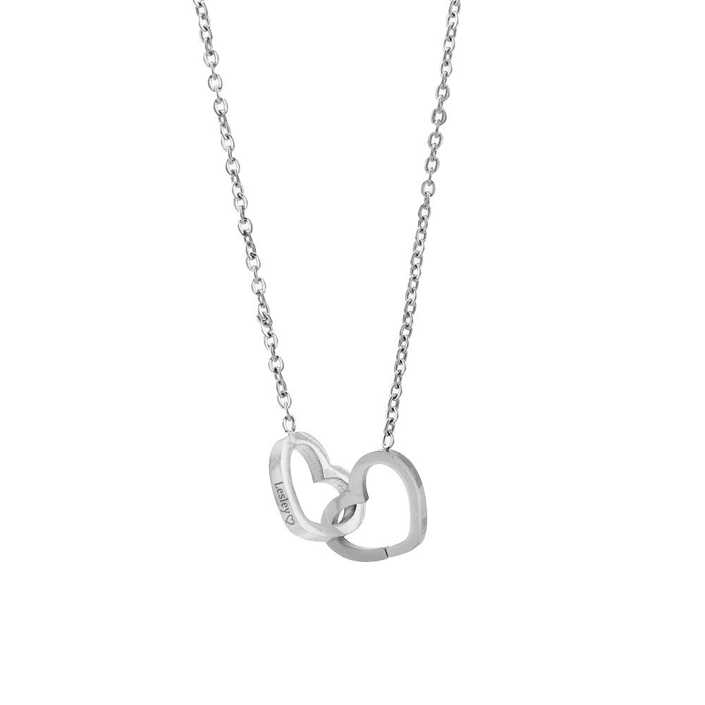 You & Me - Custom Name Necklace Personalized Double Heart Forever Personalized Name Necklace With 2 Names For Women