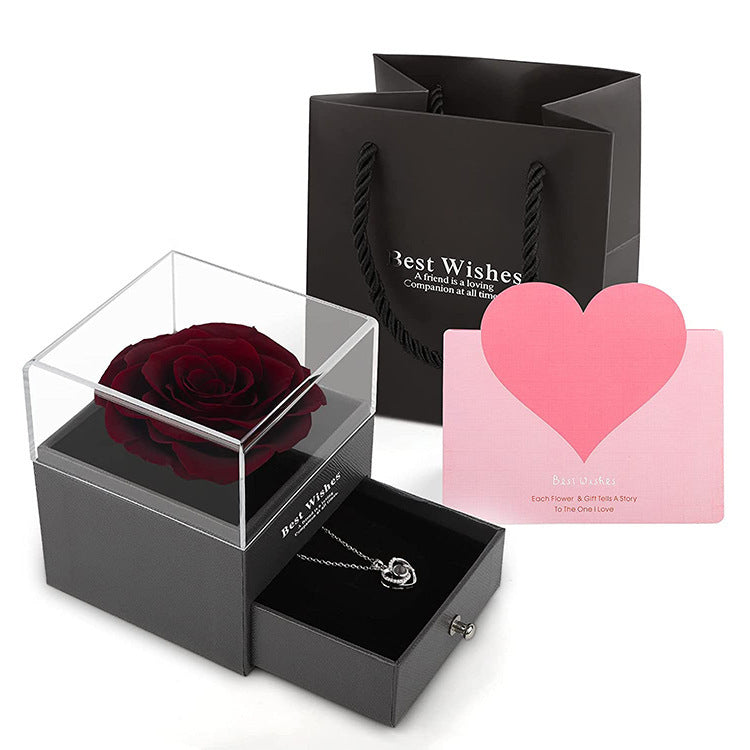 Forever in Bloom – Preserved Flower Rose Jewelry Box Acrylic Gift Box