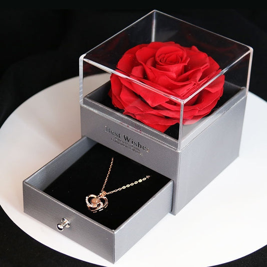 Forever in Bloom – Preserved Flower Rose Jewelry Box Acrylic Gift Box