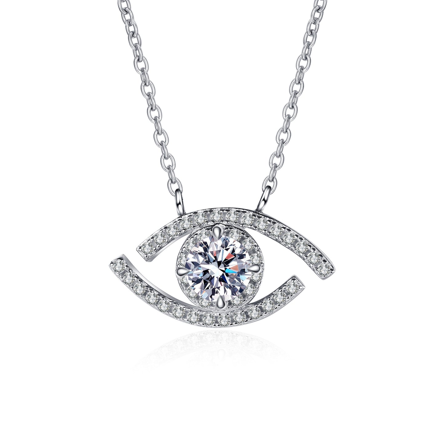 S925 Sterling Silver Evil Eye Moissanite Necklace – Protection Meets Elegance