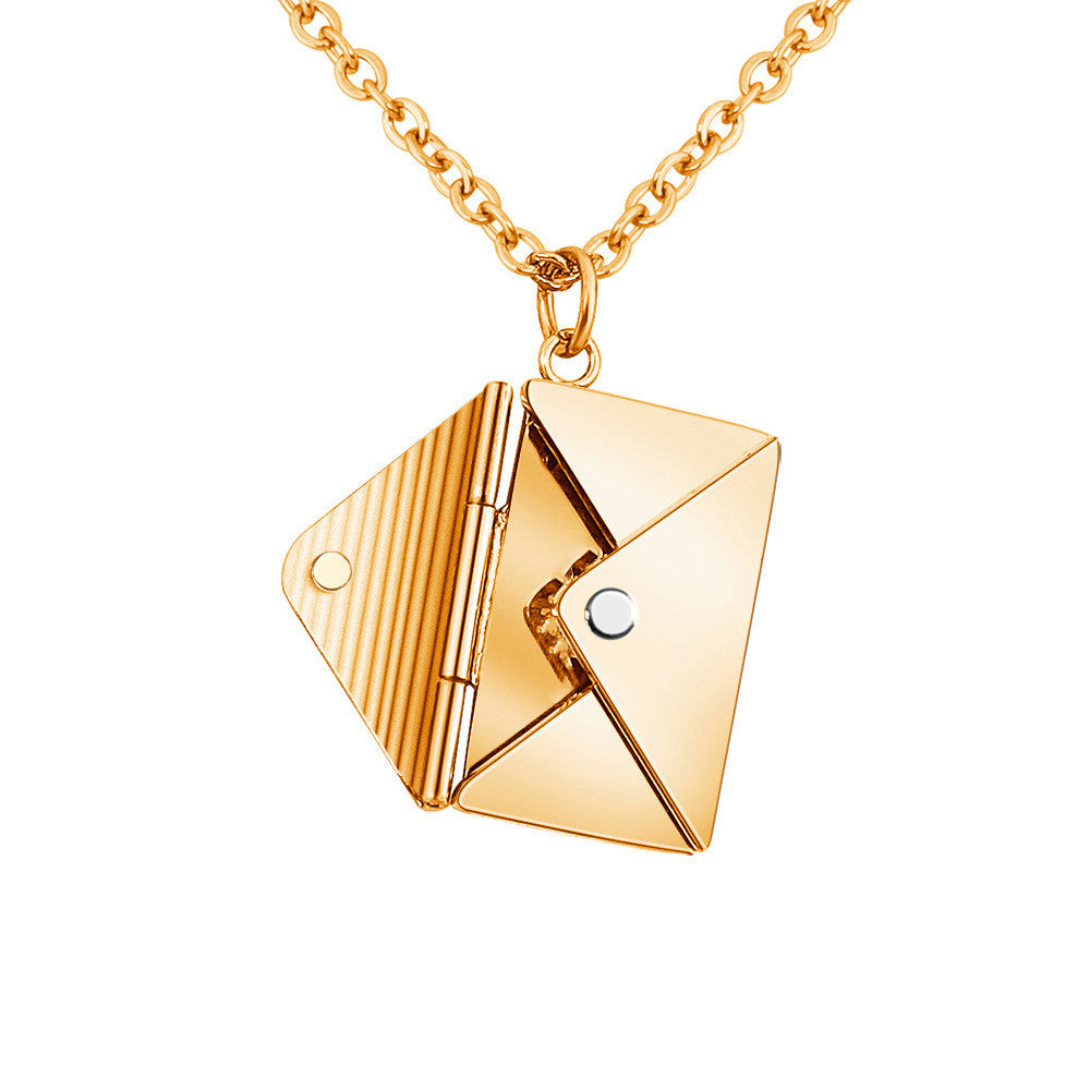 Wrapped in Words - Envelop Necklace Women Lover Letter Pendant