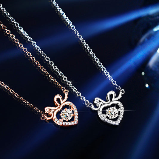 S925 Sterling Silver Pulsatile Heart Moissanite Necklace – A Sparkling Symbol of Love