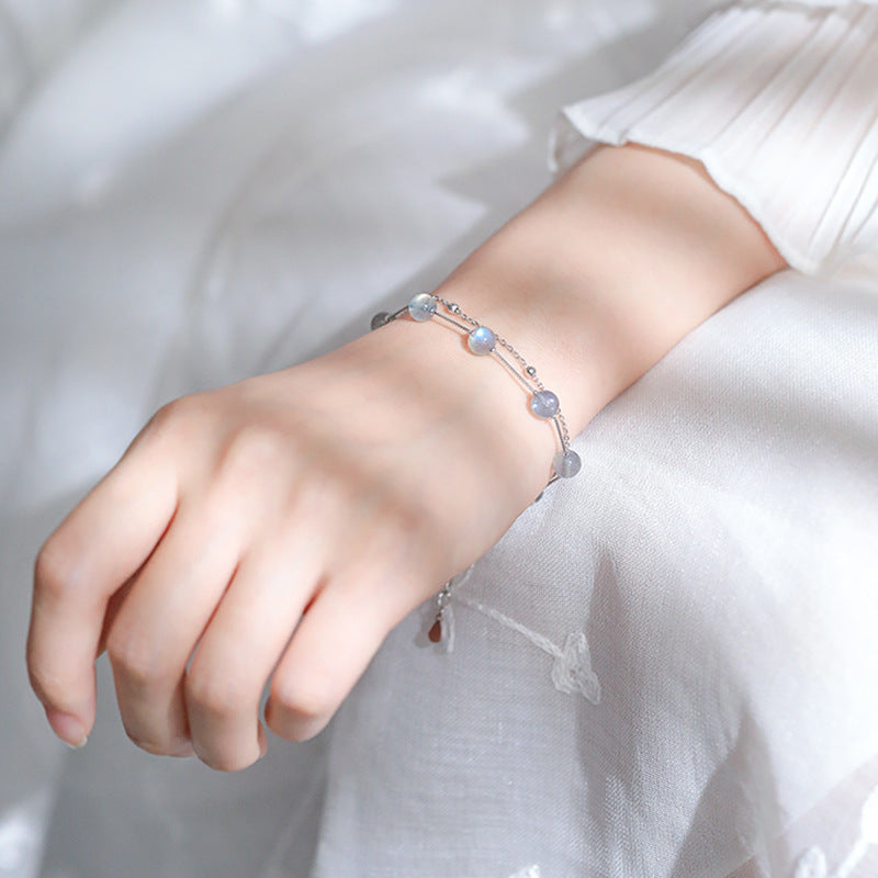 Twin Moonlight – Double Moonstone Bracelet for Emotional Balance