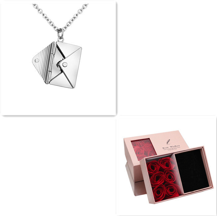 Wrapped in Words - Envelop Necklace Women Lover Letter Pendant
