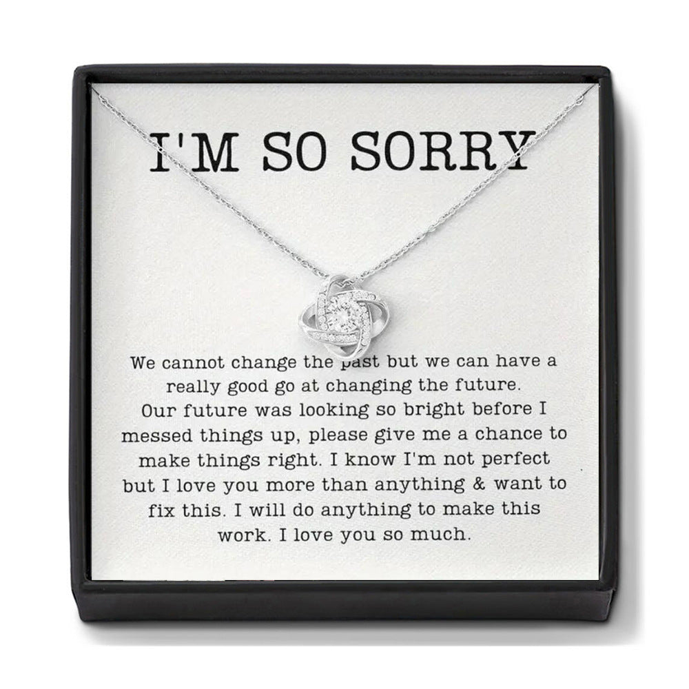 Lucky To Have You – White Gold Plated Heart & Four-Leaf Clover Necklace