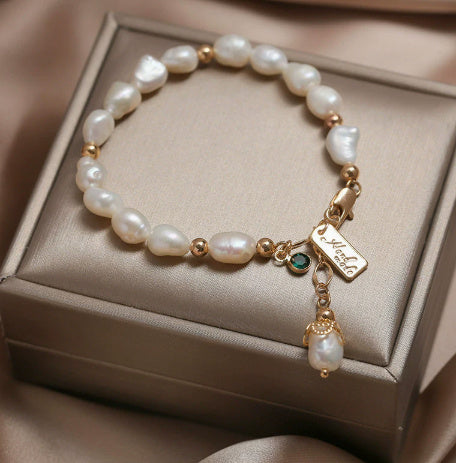 Harmony in Light – Natural Zircon Pearl Bracelet Ins Fashion Luxury Jewelry