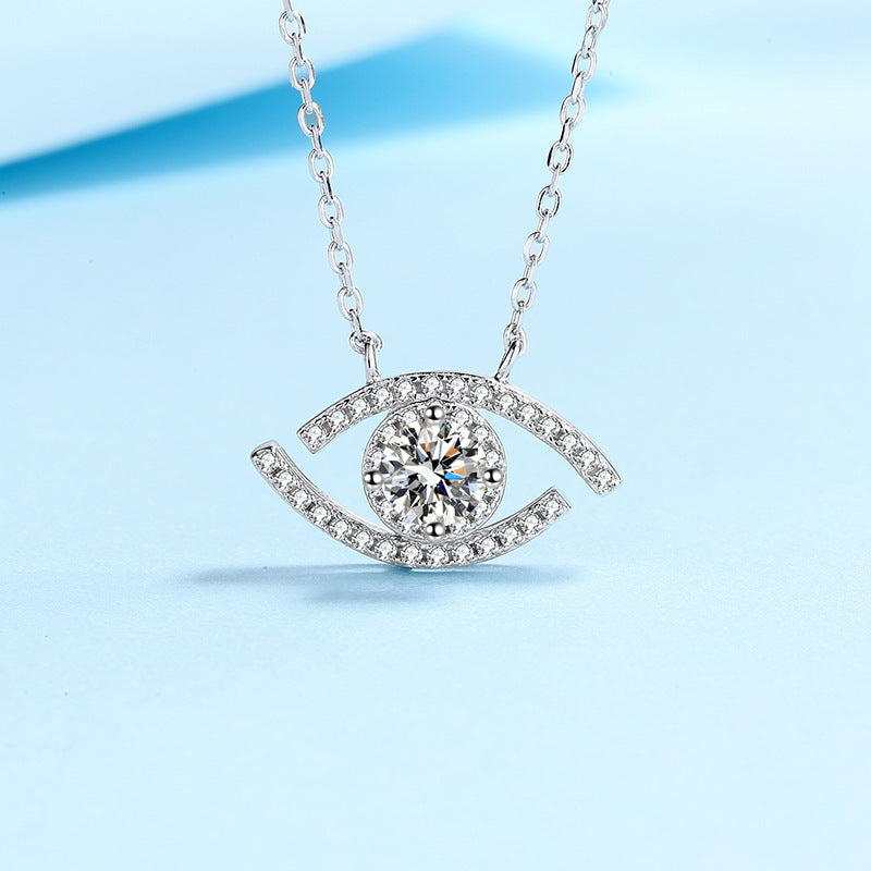 S925 Sterling Silver Evil Eye Moissanite Necklace – Protection Meets Elegance