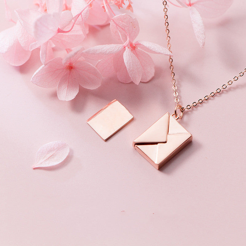 Wrapped in Words - Envelop Necklace Women Lover Letter Pendant
