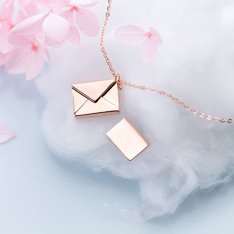 Wrapped in Words - Envelop Necklace Women Lover Letter Pendant