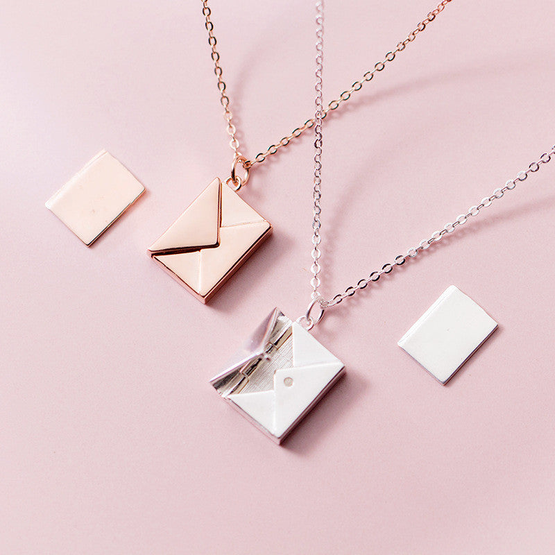 Wrapped in Words - Envelop Necklace Women Lover Letter Pendant
