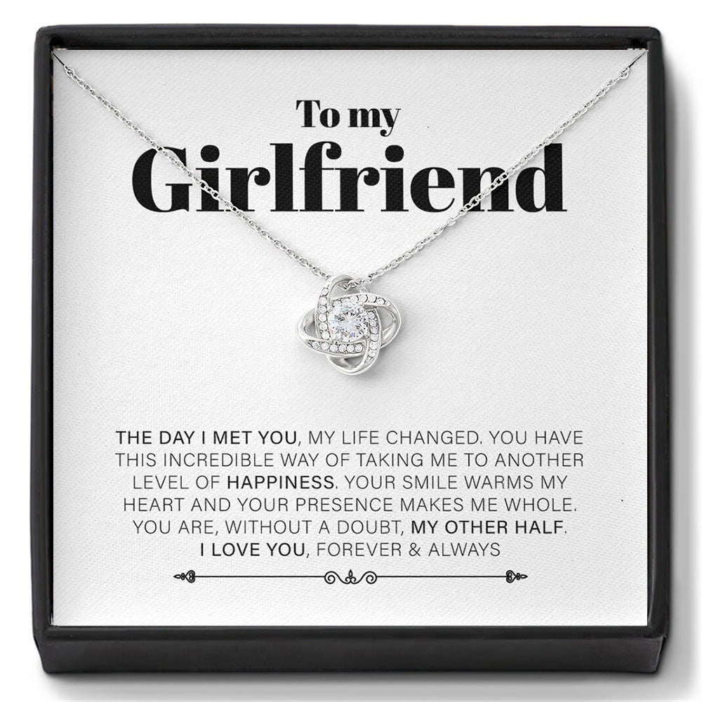 Lucky To Have You – White Gold Plated Heart & Four-Leaf Clover Necklace