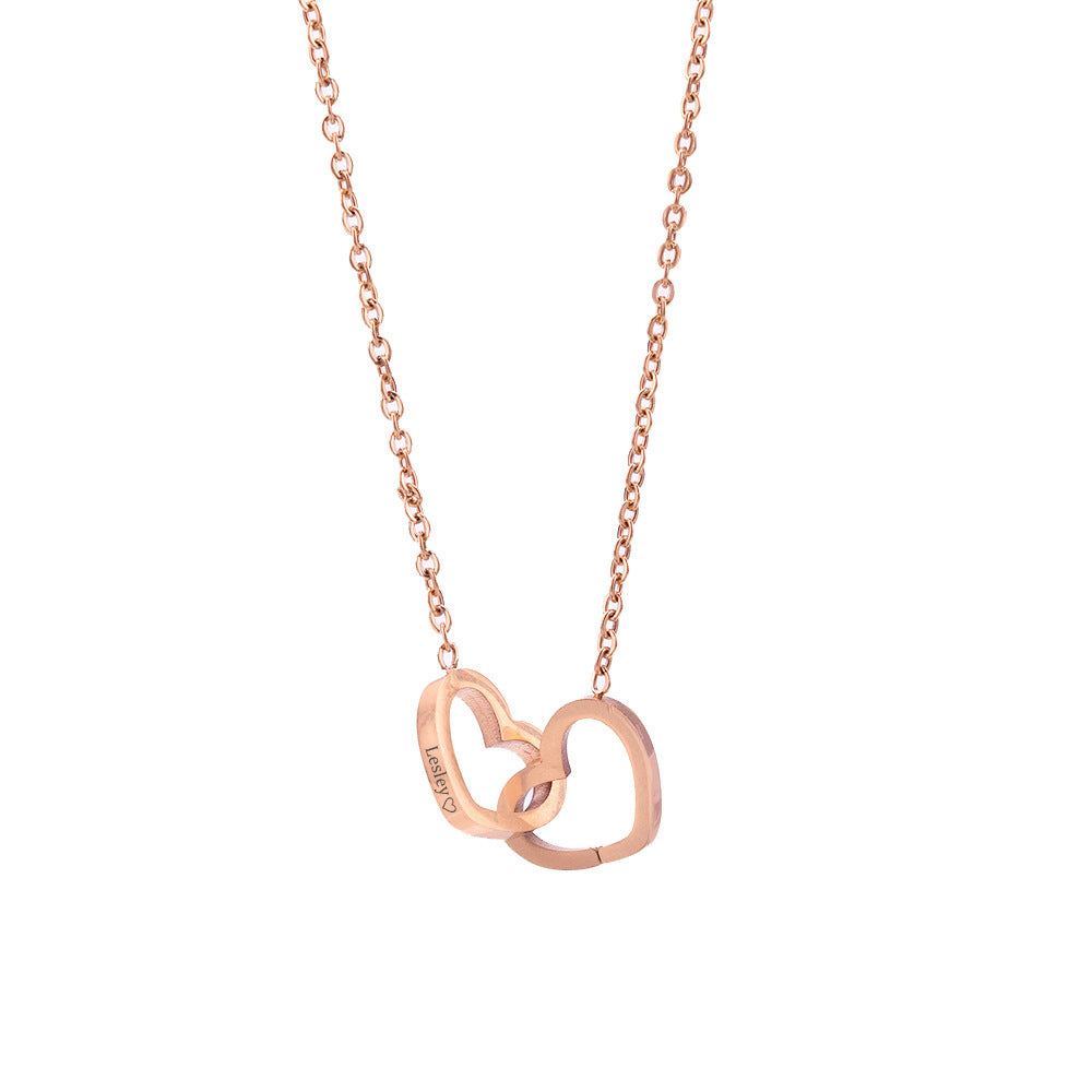 You & Me - Custom Name Necklace Personalized Double Heart Forever Personalized Name Necklace With 2 Names For Women